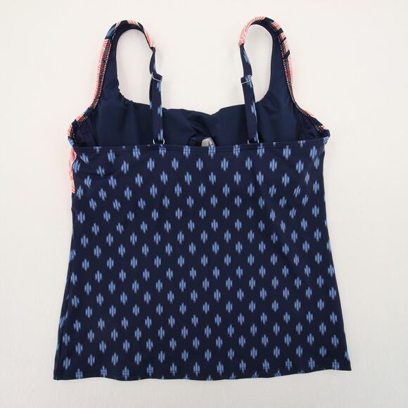 Lands End Tankini Top Blue Coral Floral Scoop Neck Underwire Adjustable Straps 6 - Picture 9 of 9